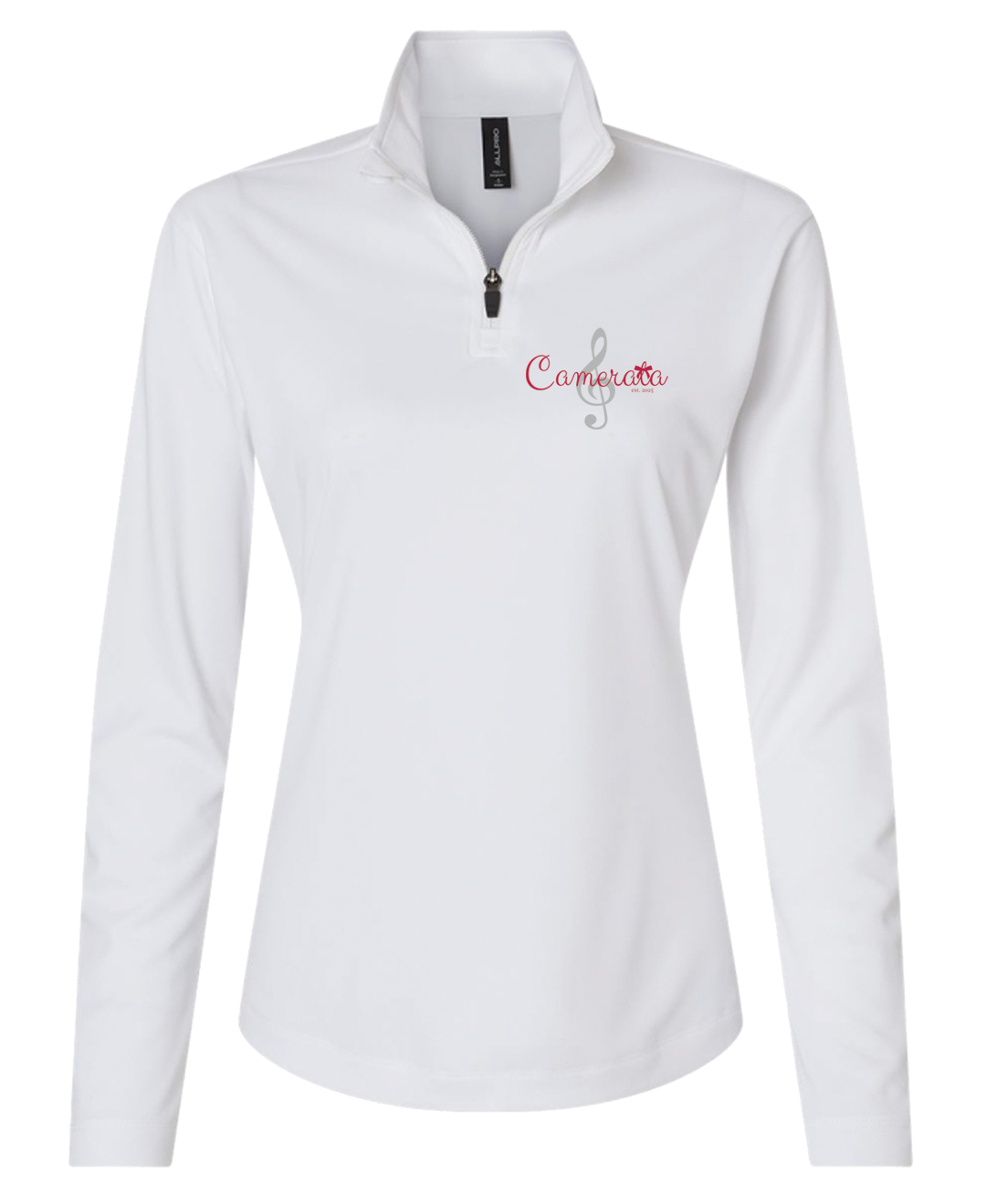 white athletic quarter zip